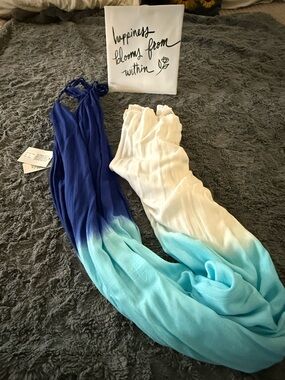 Ombre Maxi Dress in Navy to Aqua